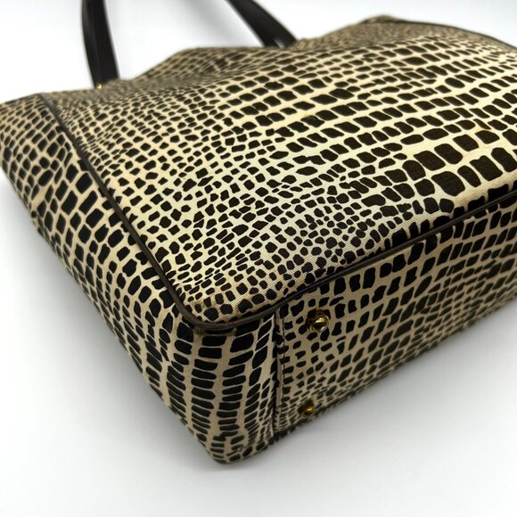 Kate Spade Brown & Tan Canvas Safari Lizard Tote Bag - Picture 6 of 12